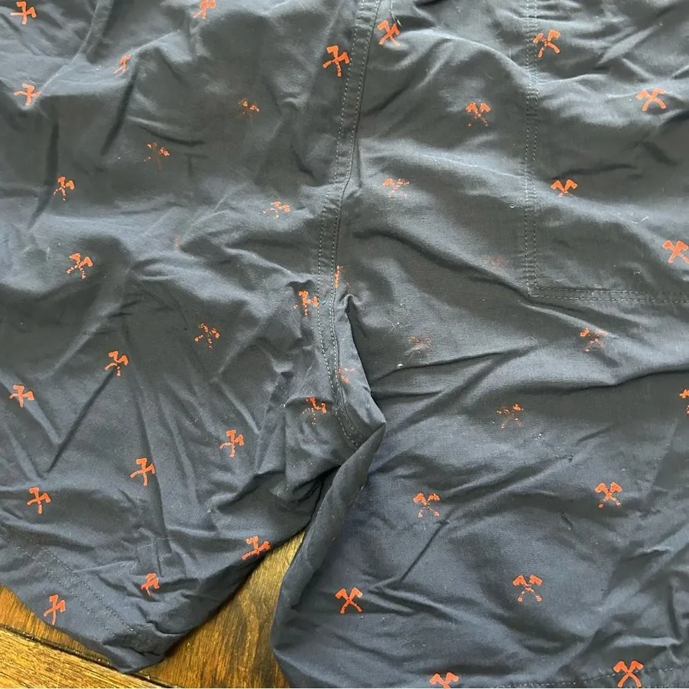 North Face Navy Blue Swim Shorts with Red Pattern men's Large Pickaxe